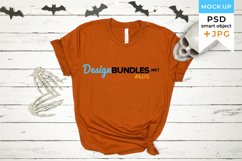 T-shirt Mockup Halloween | Orange t-shirt mockup Halloween Product Image 1