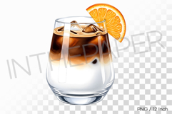 Zesty fresh orange slice Bianco glass PNG coffee drink art Product Image 1