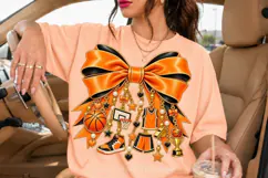 Orange and Black Basketball Bow PNG with Charms Product Image 2