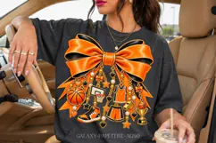 Orange and Black Basketball Bow PNG with Charms Product Image 1
