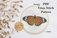 Orange Butterfly Cross Stitch Pattern - Digital Download PDF Product Image 1