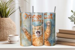 Orange Cat Energy 20oz Tumbler Sublimation PNG Product Image 1