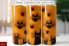 Halloween Cute Black Cats|Seamless Puffy Tumbler Wrap Product Image 2