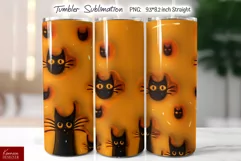 Halloween Cute Black Cats|Seamless Puffy Tumbler Wrap Product Image 1
