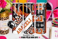 Orange Black Cheer Tumbler PNG | Glitter Wrap Product Image 1
