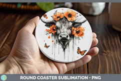 GorgeousOrange Drips Round Coaster design.