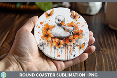 GorgeousOrange Drips Round Coaster design.