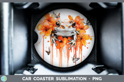 GorgeousOrange Drips Car Coaster design.