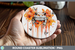 GorgeousOrange Drips Round Coaster design.