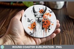 GorgeousOrange Drips Round Coaster design.