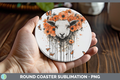 GorgeousOrange Drips Round Coaster design.