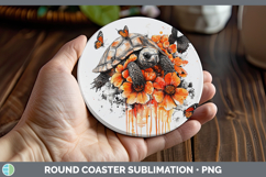 GorgeousOrange Drips Round Coaster design.
