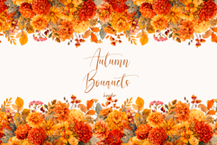 Watercolor Floral Clipart -Autumn flowers seamless border Product Image 1
