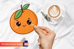 Orange Funny Food Sticker, Cartoon Food Sticker Product Image 1