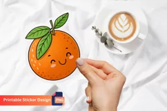 Orange Funny Food Sticker, Cartoon Food Sticker Product Image 1