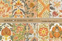 Orange and Green Boho Chic Floral Patterns Product Image 1