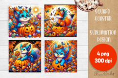 Halloween coaster, cute animal square coaster Product Image 1
