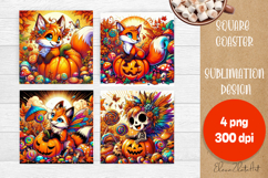 Halloween coaster, cute animal square coaster Product Image 1