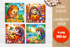 Halloween coaster, cute animal square coaster Product Image 1