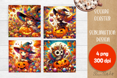 Halloween coaster, cute animal square coaster Product Image 1