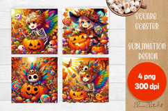 Halloween coaster, cute animal square coaster Product Image 1