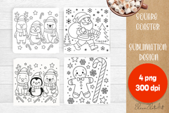 Christmas stories, coloring pages square Coaster Design Product Image 1