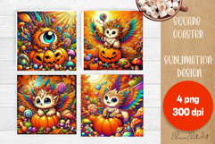 Halloween coaster, Cozy cute monster square coaster Product Image 1