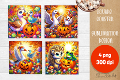 Halloween coaster, cute animal square coaster Product Image 1