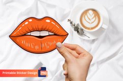 Orange Lips Sticker, Lip Art Sticker, Vibrant Lipstick Art Product Image 1