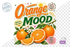 Orange Mood Citrus Summer Sublimation PNG Design Product Image 1