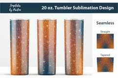 Orange Navy Blue Glitter Sublimation Tumbler Wrap for 20 oz skinny tumbler