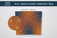 Orange Navy Blue Glitter Sublimation Tumbler Wrap for 20 oz tapered skinny tumbler