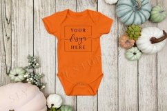 Fall Themed Orange Baby Bodysuit Mockup Kids Shirt SVG Mock Product Image 1