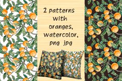 Orange patterns watercolor digital paper
