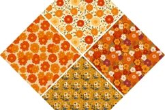 Orange Retro Flowers Digital Papers Product Image 2