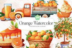 Orange Watercolor Sublimation Bundle Clipart Product Image 1