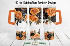 Orange Black Roses 40 oz Sublimation Tumbler Design Product Image 1