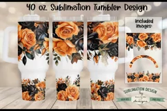Orange Black Roses 40 oz Sublimation Tumbler Design Product Image 2