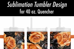 Orange Black Roses 40 oz Sublimation Tumbler Design Product Image 3