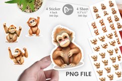 Watercolor Sticker Orangutan Wildlife Product Image 1