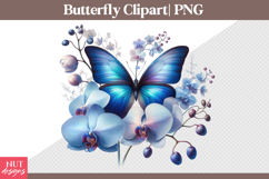 Delicate Spring clipart Blue Butterfly Orchid Clipart Product Image 1
