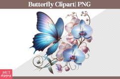 Delicate Spring clipart Blue Butterfly Orchid Clipart Product Image 1