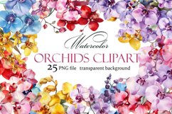 Orchids. Watercolor clipart collection Product Image 1