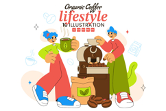 10 Organic Coffee Lifestyle Illustration Product Image 1