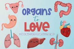Organs to Love| 7 PNG Adorable Faced Organ Illustrations Product Image 1