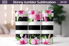 Pink Orchids Skinny Tumbler | Pink Flowers Tumbler Wrap Product Image 1