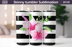 Orchid Flowers Skinny Tumbler | Pink Flowers Tumbler Wrap Product Image 1