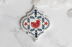 Scandinavian Arabesque Bird Ornament | Christmas SVG Product Image 2