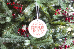 Comfort and Joy | Round Christmas Ornament SVG Product Image 4