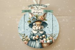 Easter Bunny Lady in Glasses Sublimation Design | Round PNG Product Image 5